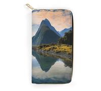 NQHJT Fiordland National Park Portefeuille en cuir pour femme - Portefeuille long et ultra fin avec poche zippée pour le travail et le shopping - 19,7 x 10,5 cm, Style :, 19.7x10.5cm