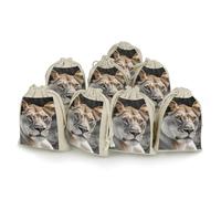 NQHJT Lot de 8 petits sacs de rangement réutilisables en mousseline de coton Lionne avec cordon de serrage pour fête, mariage, maison, cadeau de Noël, Style :, Taille unique