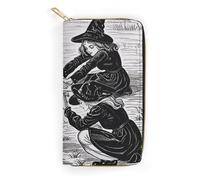 NQHJT Portefeuille en cuir pour femme avec prière de sorcière - Portefeuille long et ultra fin avec poche zippée pour le travail et le shopping - Style : 19,7 x 10,5 cm, Style :, 19.7x10.5cm