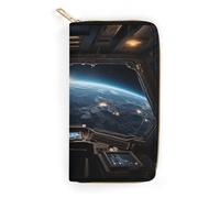 NQHJT Portefeuille en cuir pour femme avec vue sur l'espace spatial - Portefeuille long et ultra fin avec poche zippée pour le travail et le shopping - Style : 19,7 x 10,5 cm, Style :, 19.7x10.5cm