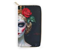 NQHJT Portefeuille en cuir pour femme La Rose de la Terreur - Portefeuille long multi-poches ultra fin avec poche zippée pour le travail et le shopping - Style : 19,7 x 10,5 cm, Style :, 19.7x10.5cm