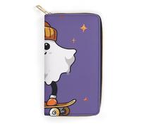 NQHJT Portefeuille en cuir pour femme The Ghost of Skateboards - Portefeuille long et ultra fin avec poche zippée pour le travail et le shopping - 19,7 x 10,5 cm, Style :, 19.7x10.5cm