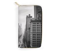NQHJT Portefeuille New York en cuir pour femme - Portefeuille long et ultra fin avec poche zippée pour le travail et le shopping - Style New York - 19,7 x 10,5 cm, Style :, 19.7x10.5cm