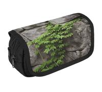NQHJT Trousse à crayons avec motif plante sur mur de pierre - Grande capacité - Double fermeture éclair - 2 compartiments - Portable - Multifonctionnel - Organiseur de bureau - Marqueur, Style :, 8.7