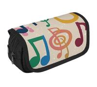 NQHJT Trousse à crayons avec symboles musicaux - Grande capacité - Double fermeture éclair - 2 compartiments - Portable - Multifonctionnel - Organiseur de bureau - Marqueur, Style :, 8.7 x 3.1 x 4.3