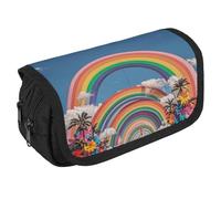 NQHJT Trousse à crayons Beautiful World Rainbow Tribe de grande capacité avec double fermeture éclair - 2 compartiments - Portable - Multifonctionnel - Organiseur de bureau, Style :, 8.7 x 3.1 x 4.3