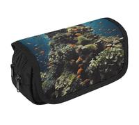 NQHJT Trousse à crayons Biodiversité Grande capacité Trousse à crayons Double fermeture éclair Sac de rangement 2 compartiments Sac portable multifonction Organiseur de bureau Marqueur, Style :, 8.7 x