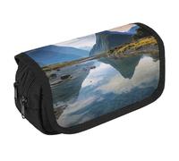 NQHJT Trousse à crayons Fiordland National Park de grande capacité, double fermeture éclair, sac de rangement 2 compartiments, sac multifonction portable, organisateur de bureau, marqueur, Style :,