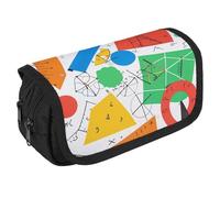 NQHJT Trousse à crayons mathématiques géométrique geek calculus grande capacité trousse à crayons double fermeture éclair sac de rangement 2 compartiments portable sac multifonction organisateur de