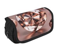 NQHJT Trousse à crayons or rose imitation paillettes grande capacité double fermeture éclair sac de rangement 2 compartiments sac portable multifonction organisateur de bureau marqueur trousse, Style