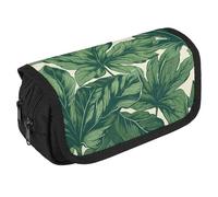 NQHJT Trousse à crayons vert botanique de grande capacité avec double fermeture éclair - 2 compartiments - Sac multifonction portable - Organiseur de bureau, Style :, 8.7 x 3.1 x 4.3 inch