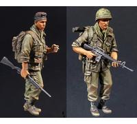 nqhupuo 1/35 Vietnam War US Soldier Resin Soldier Kit Figure non peinte et non assemblée Model Kit Resin (2-Person) // H9v4X32