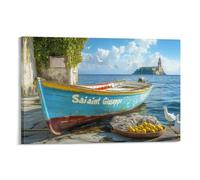 NQHXLRUDC Bateaux en bord de mer Impression Sur Toile Muraux Décoration Tableau Decoration Paysage culturel Moderne Protection De L'environnement Élégante Murale Chambre 12x18inch(30x45cm)