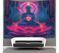 NQHXLRUDC Image du Bouddha 3D Effet Tapisserie Art Mural Tapisserie Murales Tapisserie Murale Tissu Pour Chambre Salon Collège Dortoir Tenture Murale 150cmx200cm