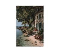 NQHXLRUDC Maison de plage Impression Sur Toile Muraux Décoration Tableau Decoration Cultural paysage Abstrait Toile Naturelle Et Originale Murale Chambre 08x12inch(20x30cm)