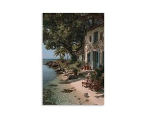 NQHXLRUDC Maison de plage Impression Sur Toile Muraux Décoration Tableau Decoration Cultural paysage Abstrait Toile Naturelle Et Originale Murale Chambre 08x12inch(20x30cm)