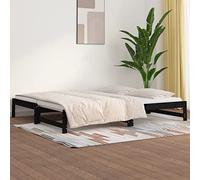 NQJIBUE Article-Lit gigogne sans matelas Noir 2x(80x200) cm,Lits et accessoires, lits et cadres de lit
