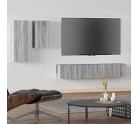 NQJIBUE Ensemble de 4 meubles TV gris en bois d'ingénierie Sonoma, centres de divertissement et supports TV