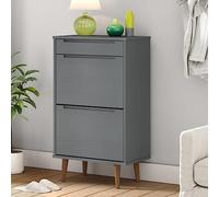 NQJIBUE Meuble à chaussures MOLDE Gris 59,5 x 35 x 103 cm Bois massif pin