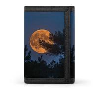 NQLYRE Portefeuille minimaliste à trois volets avec motif lune derrière l'arbre - Porte-carte - Cadeau - Porte-monnaie - Portefeuille pour passeport - Style - Taille unique - Décontracté, Style :,