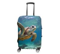 NQLYUT Housse de bagage élastique anti-rayures - Housse de protection pour bagages de voyage - Motif tortue de mer - Protection pour bagages pour adultes - 45,7 à 81,3 cm, Tortue de mer., XL, Art Déco