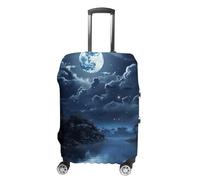 NQLYUT Housse de bagage élastique anti-rayures - Housse de valise de voyage au clair de lune - Housse de protection pour bagages pour adultes - 45,7 à 81,3 cm, Moonlight Night, L, Art Déco