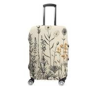 NQLYUT Housse de bagage élastique anti-rayures - Housse de valise de voyage - Motif floral et herbes - Gravure botanique - Housse de protection pour bagages pour adultes - 45,7 à 81,3 cm, Gravé
