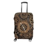 NQLYUT Housse de bagage élastique anti-rayures - Housse de valise de voyage steampunk - Housse de protection pour bagages pour adultes - 45,7 à 81,3 cm, Horloge à engrenages steampunk, XL, Art Déco