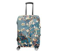 NQLYUT Housse de bagage élastique anti-rayures - Motif fleurs blanc pâle - Protection pour bagages pour adultes - 45,7 à 81,3 cm, Fleurs blanches pâles, S, Art Déco