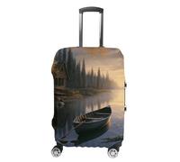 NQLYUT Housse de bagage élastique anti-rayures pour valise de voyage canoë au bord de l'eau, housses de protection pour bagages pour adultes, 45,7 à 81,3 cm, Canoë au bord de l'eau, S, Art Déco