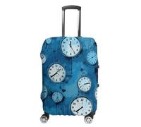 NQLYUT Housse de bagage élastique anti-rayures pour valise de voyage, horloge bleue, housse de protection pour bagages pour adultes, 45,7 à 81,3 cm, Photo horloge bleue, L, Art Déco