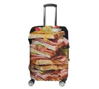 NQLYUT Housse de bagage élastique anti-rayures pour valise, jambon, toast, protection pour bagages pour adultes, 45,7 à 81,3 cm, Toast au jambon, L, Art Déco