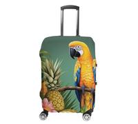 NQLYUT Housse de bagage élastique anti-rayures pour voyage, été, perroquet, ananas, oiseaux, housses de protection pour bagages pour adultes, 45,7 à 81,3 cm, Perroquet en forme d'ananas, M, Art Déco