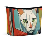 NQLYUT Trousse de maquillage portable avec motif créatures de la forêt, trousse de toilette de grande capacité, pochette à fermeture éclair, trousse de toilette de voyage pour homme et femme, Chat