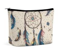 NQLYUT Trousse de maquillage portable avec motif papillons mignons - Grande capacité - Poche à fermeture éclair - Trousse de toilette de voyage pour homme et femme, Attrape-rêves et lune, Taille