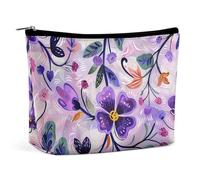 NQLYUT Trousse de maquillage portable naine avec barbe bleue, trousse de toilette de grande capacité, pochette à fermeture éclair, trousse de toilette de voyage pour homme et femme, Style fleur