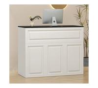 NQNFWCRJ Bureau de réception de bureau avec tiroirs verrouillables - Rangement multifonction moderne - Petit comptoir d'angle pour magasin de vêtements, hall d'accueil et hôtel (gris)