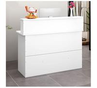 NQNFWCRJ Comptoir de Réception Caisse de L'entreprise avec Un Grand Plateau Surélevé avec des Trous de Passage de Câbles Tiroir Verrouillable Largeur de 13cm(White,39.4x15.7x40.2)