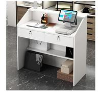 NQNFWCRJ Comptoir de Réception Commercial avec Ports D'accès Au Câblage Bureau Spacieux avec Panneau de Confidentialité Surélevé Tiroirs Cachés Verrouillables Configuration(White,31.5x15x36.2)