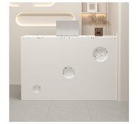 NQNFWCRJ Comptoir de Réception Compact Comptoir de Caisse en Bois Robuste avec Tiroirs Verrouillables Façade Circulaire Rails Coulissants à Trois Sections(White,39.4x17.7x35.4)