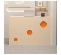 NQNFWCRJ Comptoir de Réception Compact Comptoir de Caisse en Bois Robuste avec Tiroirs Verrouillables Façade Circulaire Rails Coulissants à Trois Sections(Beige+Orange,47.2x17.7x35.4)