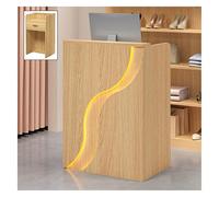 NQNFWCRJ Comptoir de Réception Comptoir de Caisse Façade en Chicane Arrondie Vitrine Double Étagère Tirettes en Métal Laqué Adapté Aux Devantures de Magasins de Vêtements H96cm(Natural)