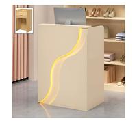 NQNFWCRJ Comptoir de Réception Comptoir de Caisse Façade en Chicane Arrondie Vitrine Double Étagère Tirettes en Métal Laqué Adapté Aux Devantures de Magasins de Vêtements H96cm(Beige)