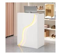 NQNFWCRJ Comptoir de Réception Comptoir de Caisse Façade en Chicane Arrondie Vitrine Double Étagère Tirettes en Métal Laqué Adapté Aux Devantures de Magasins de Vêtements H96cm(White)