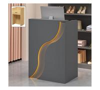 NQNFWCRJ Comptoir de Réception Comptoir de Caisse Façade en Chicane Arrondie Vitrine Double Étagère Tirettes en Métal Laqué Adapté Aux Devantures de Magasins de Vêtements H96cm(Gray)