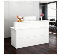 NQNFWCRJ Comptoir de Réception d'entreprise avec Un Comptoirs d'accueil Spacieux Doté d'un Trou D'accès Aux Câbles Et de Tiroirs Verrouillables Comprenant Une Étagère(White,47.2x15.7x40.2)
