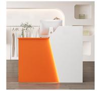 NQNFWCRJ Comptoir de Réception en L avec Tiroir-Caisse Verrouillable Comptoir Spacieux Doté de Trous D'accès Aux Câbles Et D'armoires de Rangement avec Charnières(Orange2,55.1x16.5x39.4)