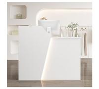 NQNFWCRJ Comptoir de Réception en L avec Tiroir-Caisse Verrouillable Comptoir Spacieux Doté de Trous D'accès Aux Câbles Et D'armoires de Rangement avec Charnières(White1,47.2x16.5x39.4)