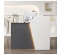 NQNFWCRJ Comptoir de Réception en L avec Tiroir-Caisse Verrouillable Comptoir Spacieux Doté de Trous D'accès Aux Câbles Et D'armoires de Rangement avec Charnières(Gray2,47.2x16.5x39.4)