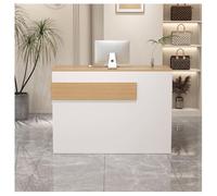 NQNFWCRJ Comptoir de Réception Minimaliste Panneau Épais de 1,6Cm Tiroir Verrouillable avec Rails Coulissants Silencieux Caissier de Réception for Salon de Beauté(White and Yellow,47.2x15.7x35.4)